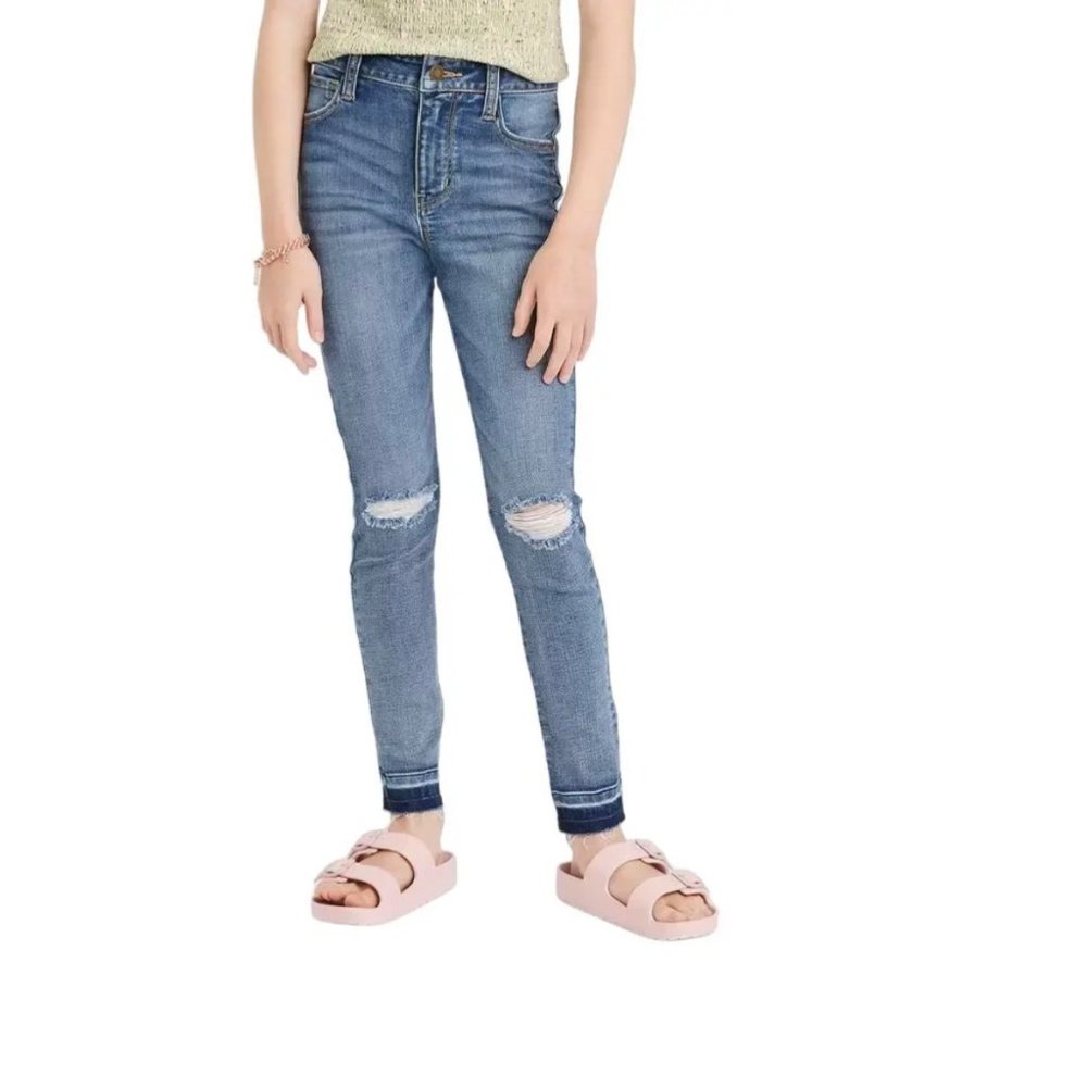 NEW Art Class Girls' Deconstructed High-Rise Skinny Jeans Medium Wash Size 12